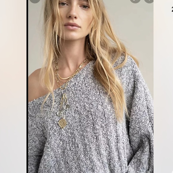 NEW FREE PEOPLE Good day light gray pullover size S crop over sized casual J21. - Picture 1 of 5